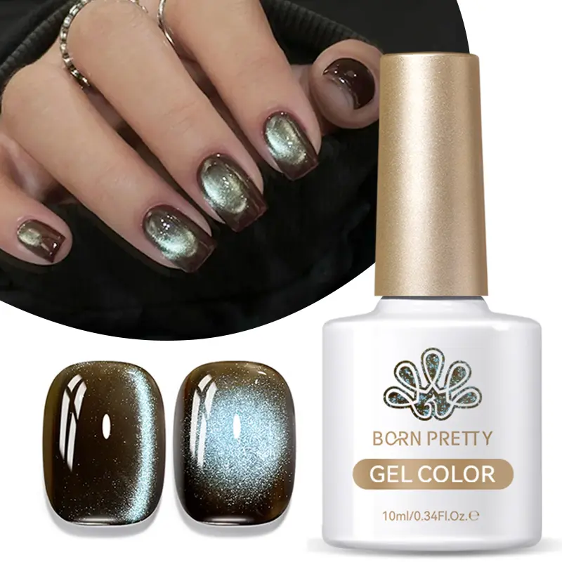 BORN PRETTY 10ml Blue Sea Glitter Cat Magnetic Gel Nail Polish Glass Beaded Purple Blue Black Sparkling Semi Permanent Varnish