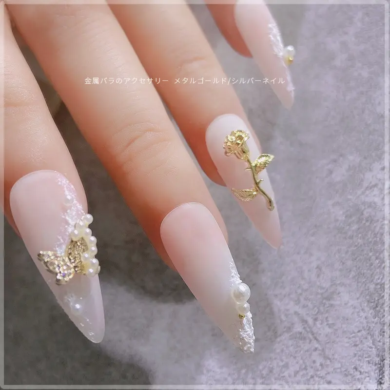 10Pcs 3D Rose Nail Art Ornament DIY Craft For Acrylic Nail Decoration Gold/Silver 7 Unique Shapes Flower DIY Charms Jewelry
