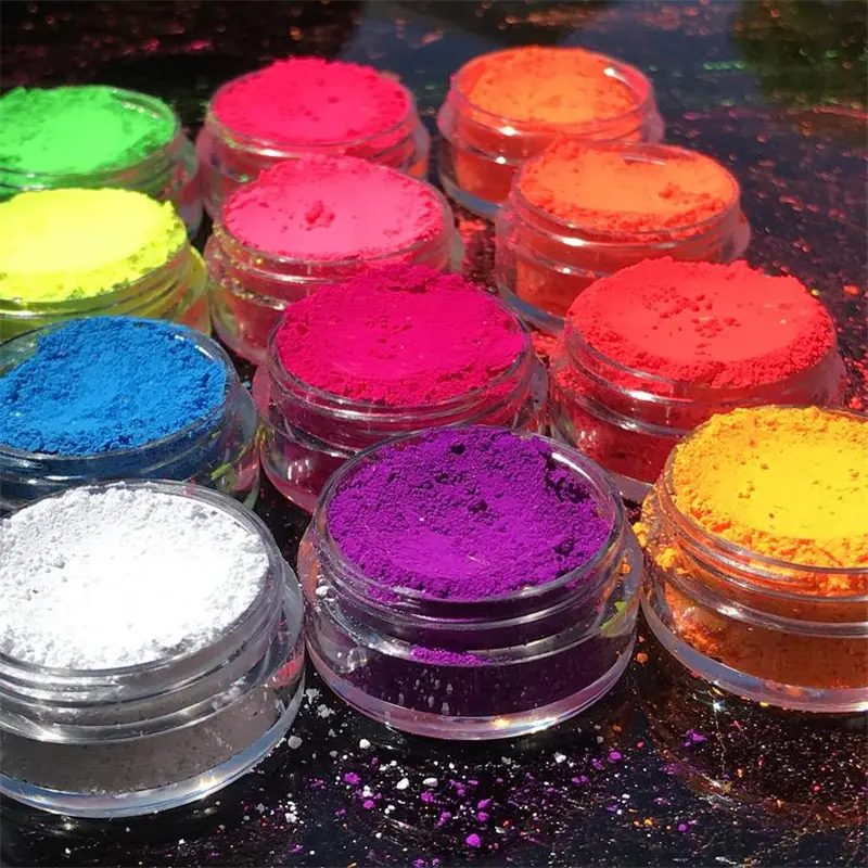 2013's Neon Phosphor Pigment Powder Set 12pcs Fluorescent Nail Glitter Chrome Pigment Gradient Effect Ombre Rubbing Neon Dust
