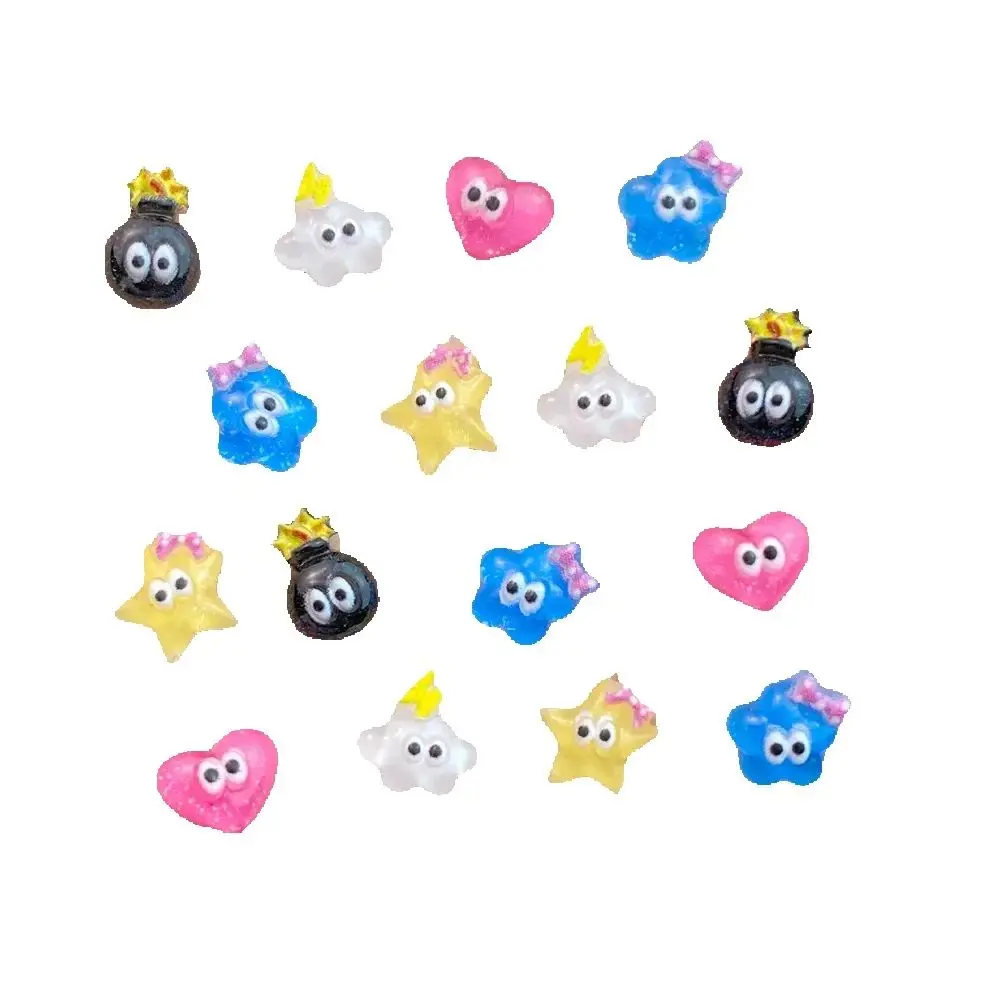 60pcs Resin Colorful Sparkling Mini Bow Stars, Hearts, Flowers Nail Art Rhinestone Applique DIY Wedding Scrapbook Decor Crafts
