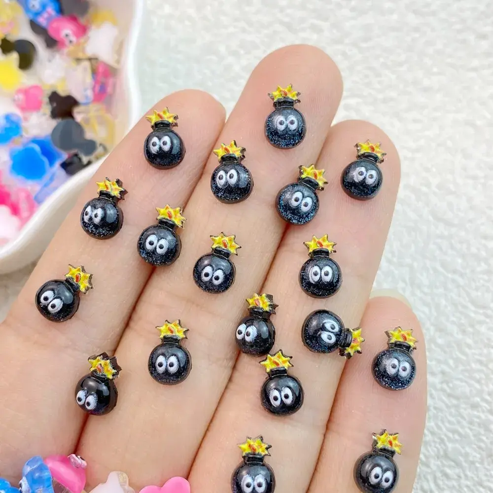 60pcs Resin Colorful Sparkling Mini Bow Stars, Hearts, Flowers Nail Art Rhinestone Applique DIY Wedding Scrapbook Decor Crafts