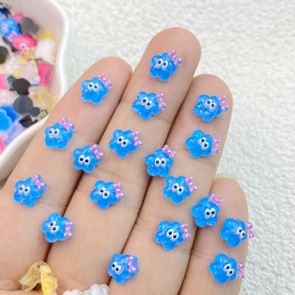 60pcs Resin Colorful Sparkling Mini Bow Stars, Hearts, Flowers Nail Art Rhinestone Applique DIY Wedding Scrapbook Decor Crafts