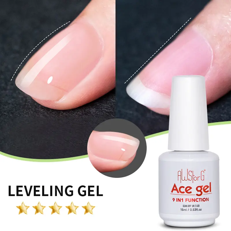 AWStorG 15ML Ace Gel 9-in-1 Nail Glue Gel Nail Polish Thickness Transparent Semi Permanent  Function UV Gel Soak Off Nail Art