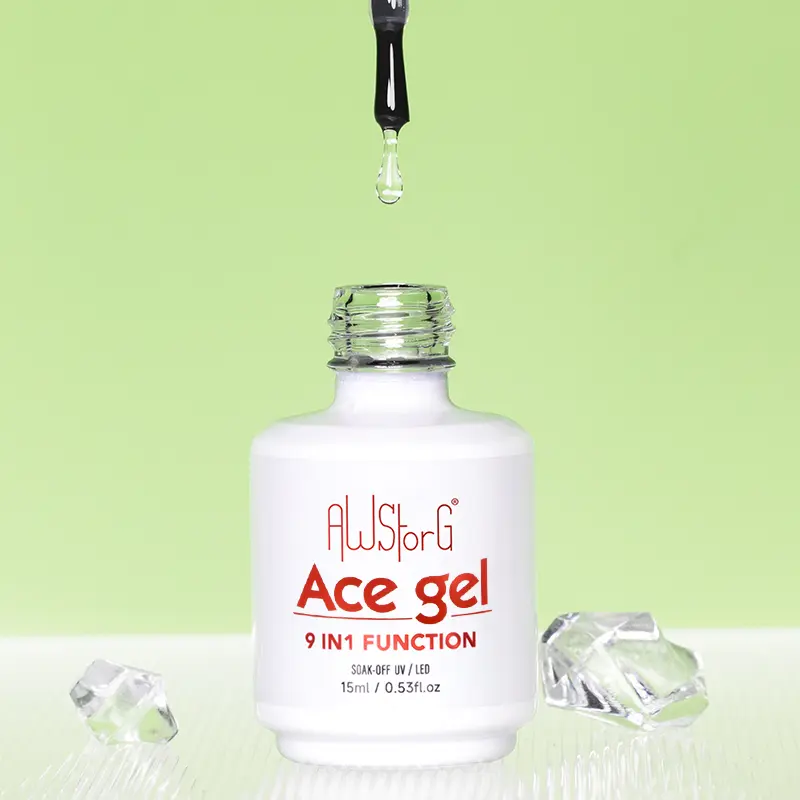 AWStorG 15ML Ace Gel 9-in-1 Nail Glue Gel Nail Polish Thickness Transparent Semi Permanent  Function UV Gel Soak Off Nail Art