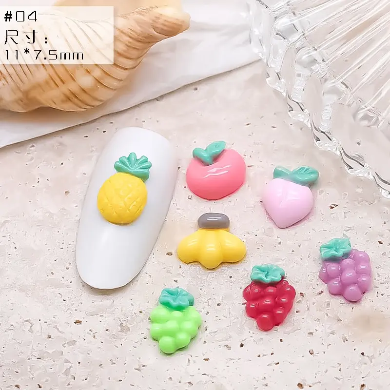 50PCS  Resin Mini Noctilucent Hand Heart Gesture Icecream Cabochon Charms Nail Art Decoration Flatback Manicure Parts