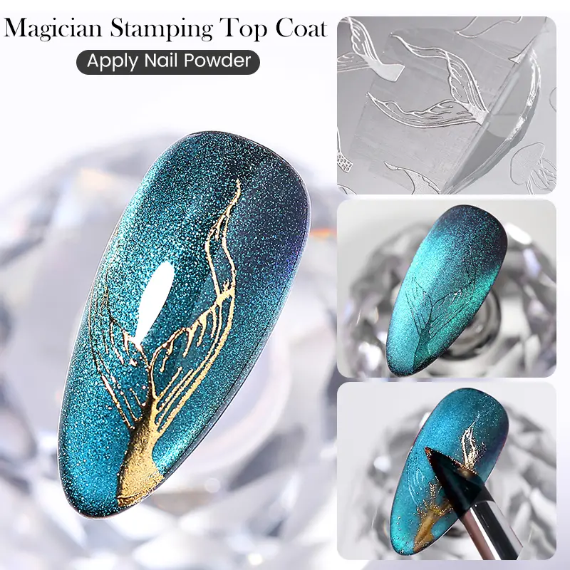 BORN PRETTY 5ml Magician Stamping Top Coat  No Wipe Clear Stamping Gel and Apply Nail Powder Manicure Stamping Varnish