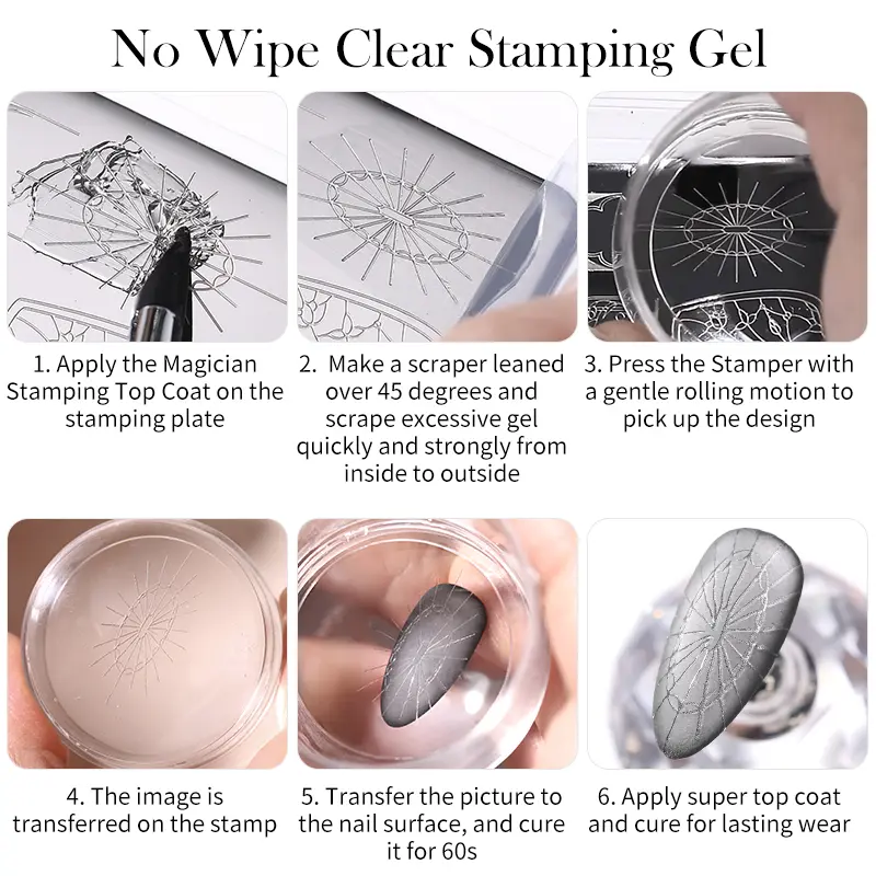 BORN PRETTY 5ml Magician Stamping Top Coat  No Wipe Clear Stamping Gel and Apply Nail Powder Manicure Stamping Varnish
