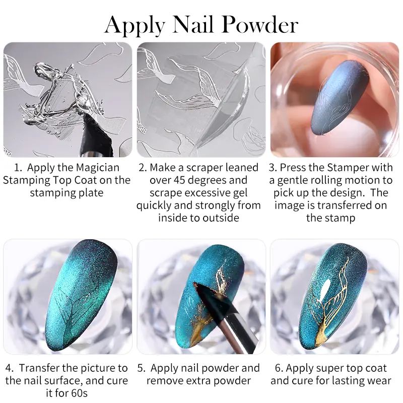 BORN PRETTY 5ml Magician Stamping Top Coat  No Wipe Clear Stamping Gel and Apply Nail Powder Manicure Stamping Varnish