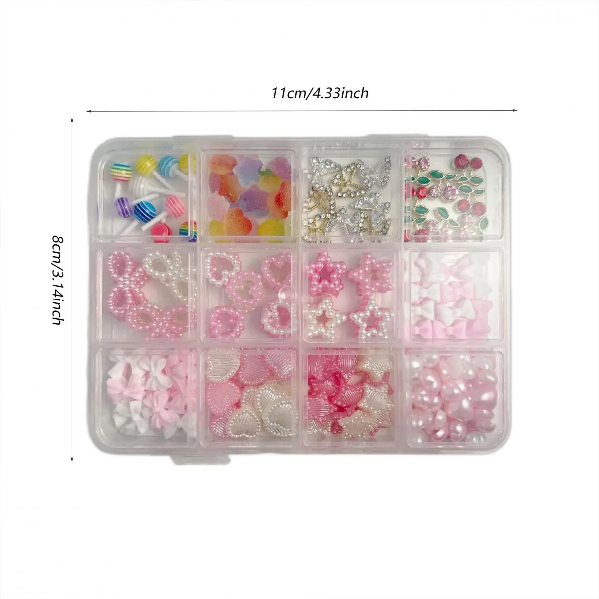 1Box 3D Resin Multi-Style Cookie Candy Bows Nail Art Accessories Colorful Flowers Pearls Nail Charms Supplies For DIY Crafts