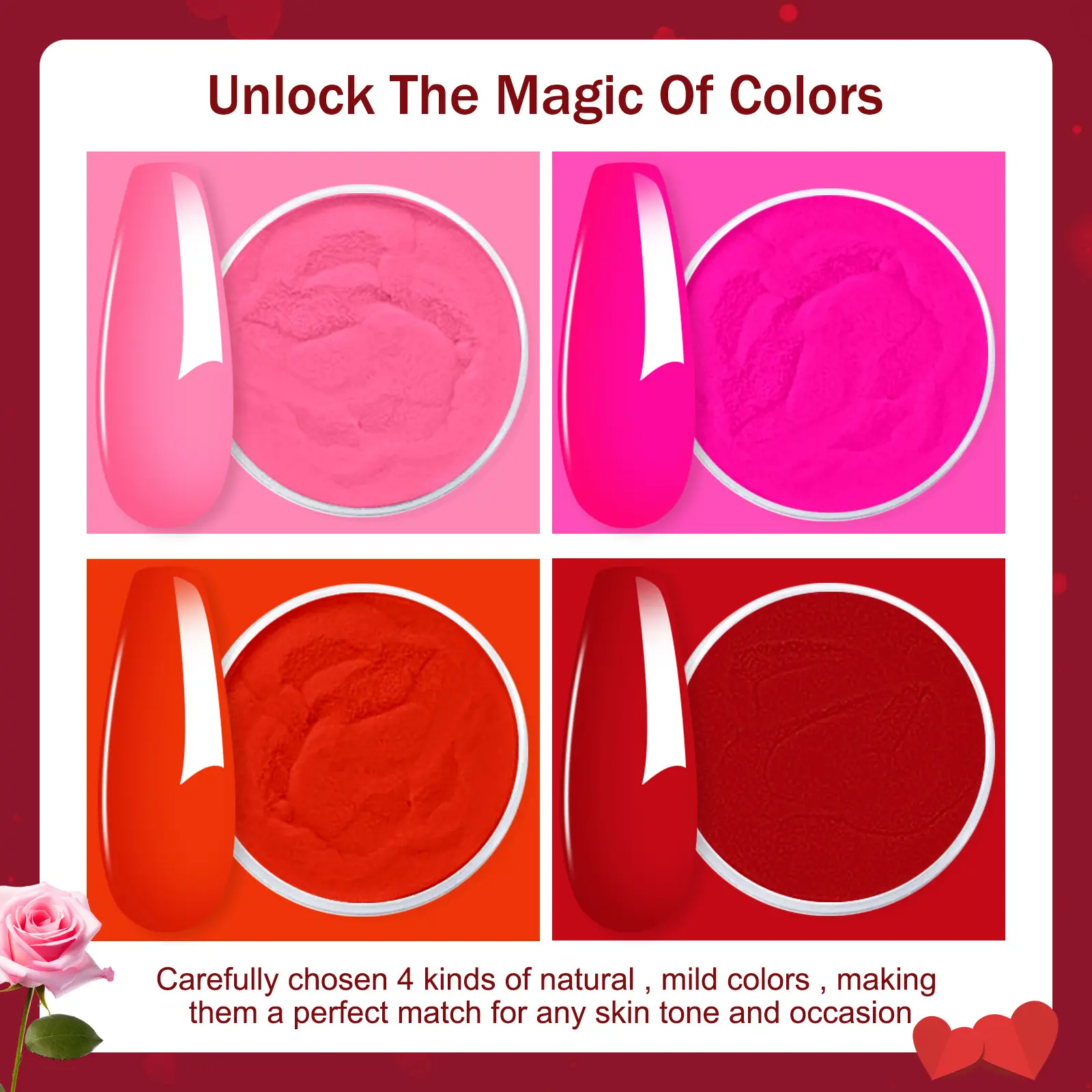 Dip Nails Powder Kit Acrylic Dipping Powder Set with Base Top Coat Activator for French Nail Art Manicure Salon DIY Gift No UV