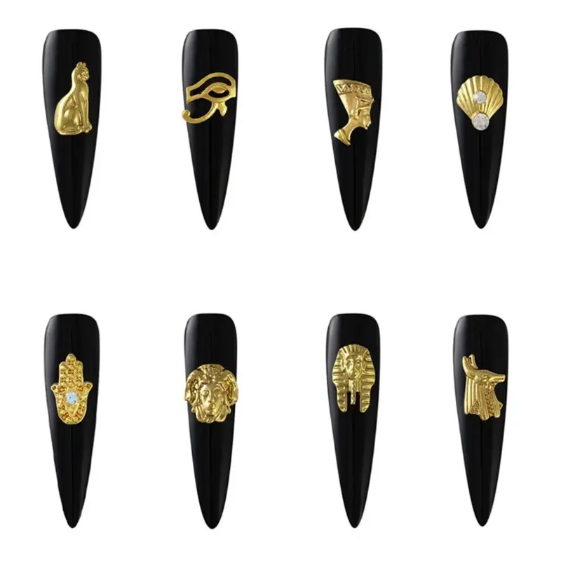 10PCS Alloy Egyptian Pharaoh Art Decoration Cleopatra Art for Nail Art Design Acrylic