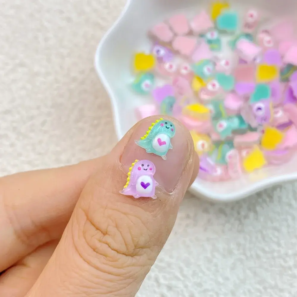 50Pcs New Mini Cute Cartoon Dinosaur Nail Art Accessories DIY Craft For Nail 3D Decorations Jewelry