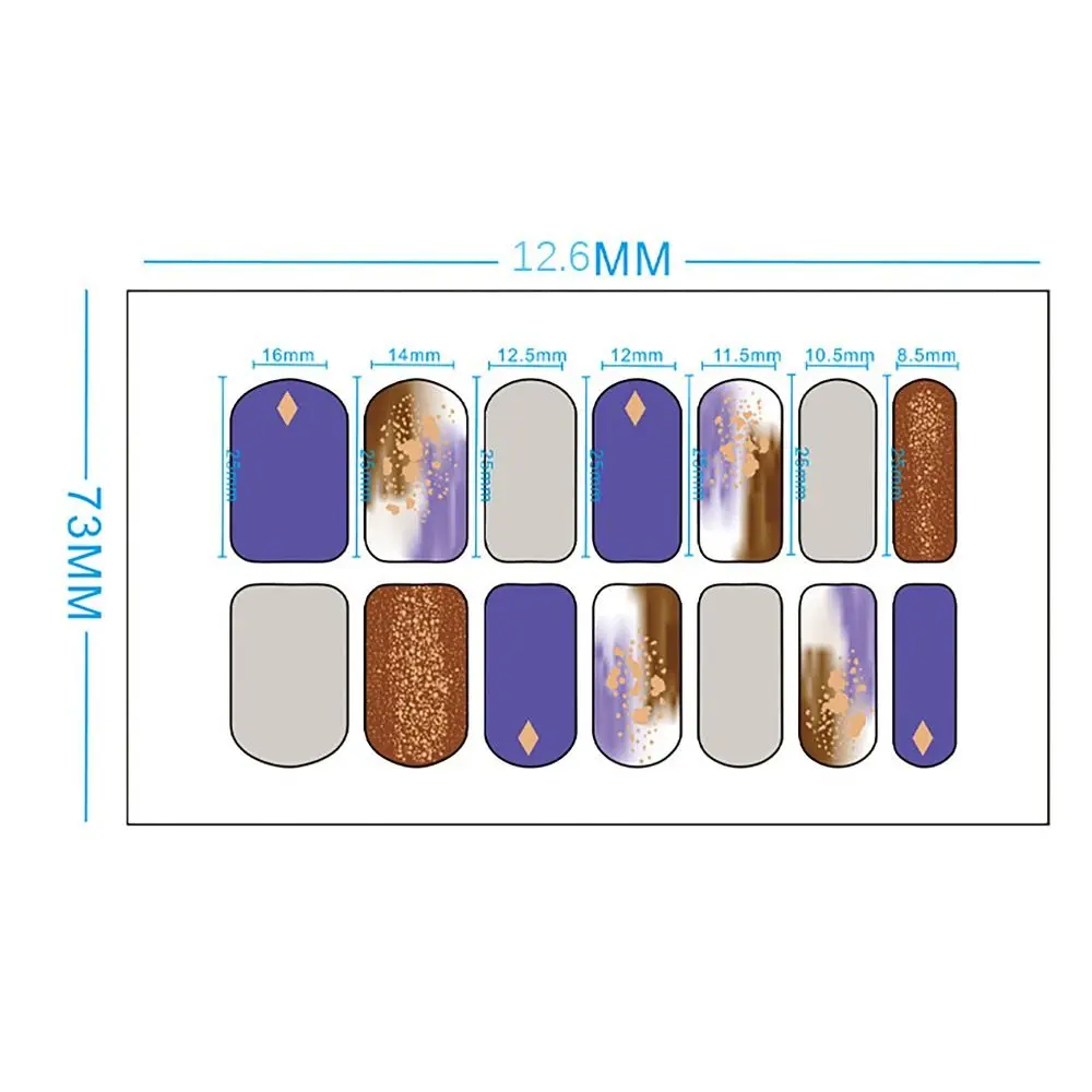 14Strips Gel Nail Stickers INS Trendy Floristic Semi Cured Nail Art Stickers Full Cover Nail Patch DIY Nail Art Making