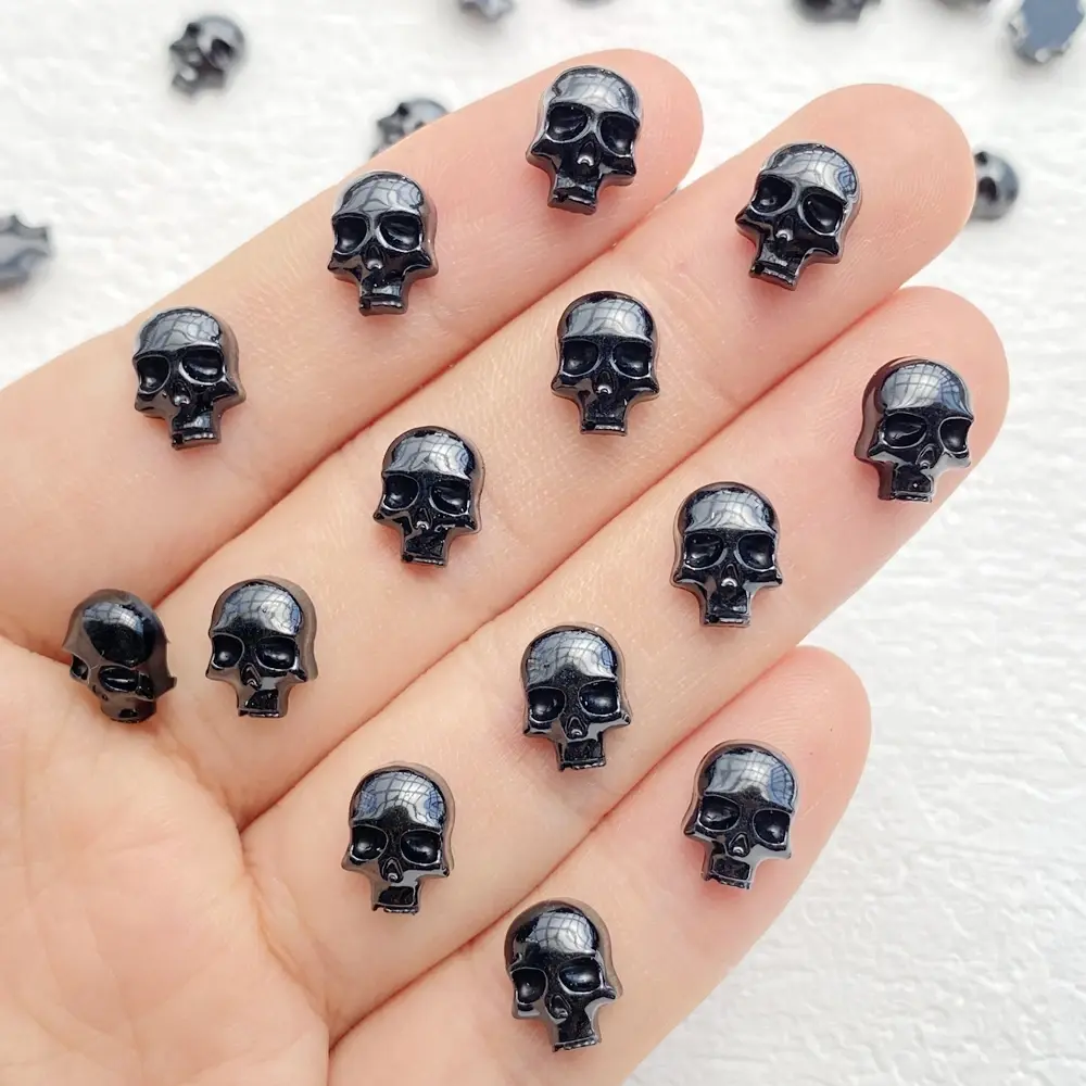 50pcs Resin Cartoon Halloween Skull Flatback Nail Art Decor DIY Scrapbook Jewellery Accessories Crafts