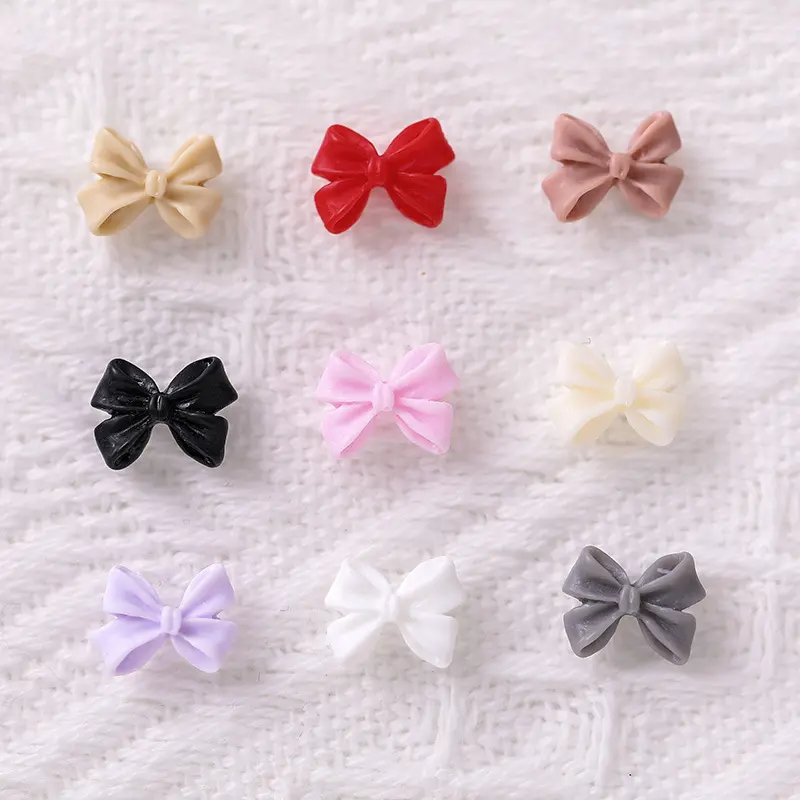 50/100pcs Pink White Kawaii Bow Nail Charm 3D Resin Bowknot Flatback Nail Gems 8*10mm Nail Art rhinestones Jewelries #Bowtie
