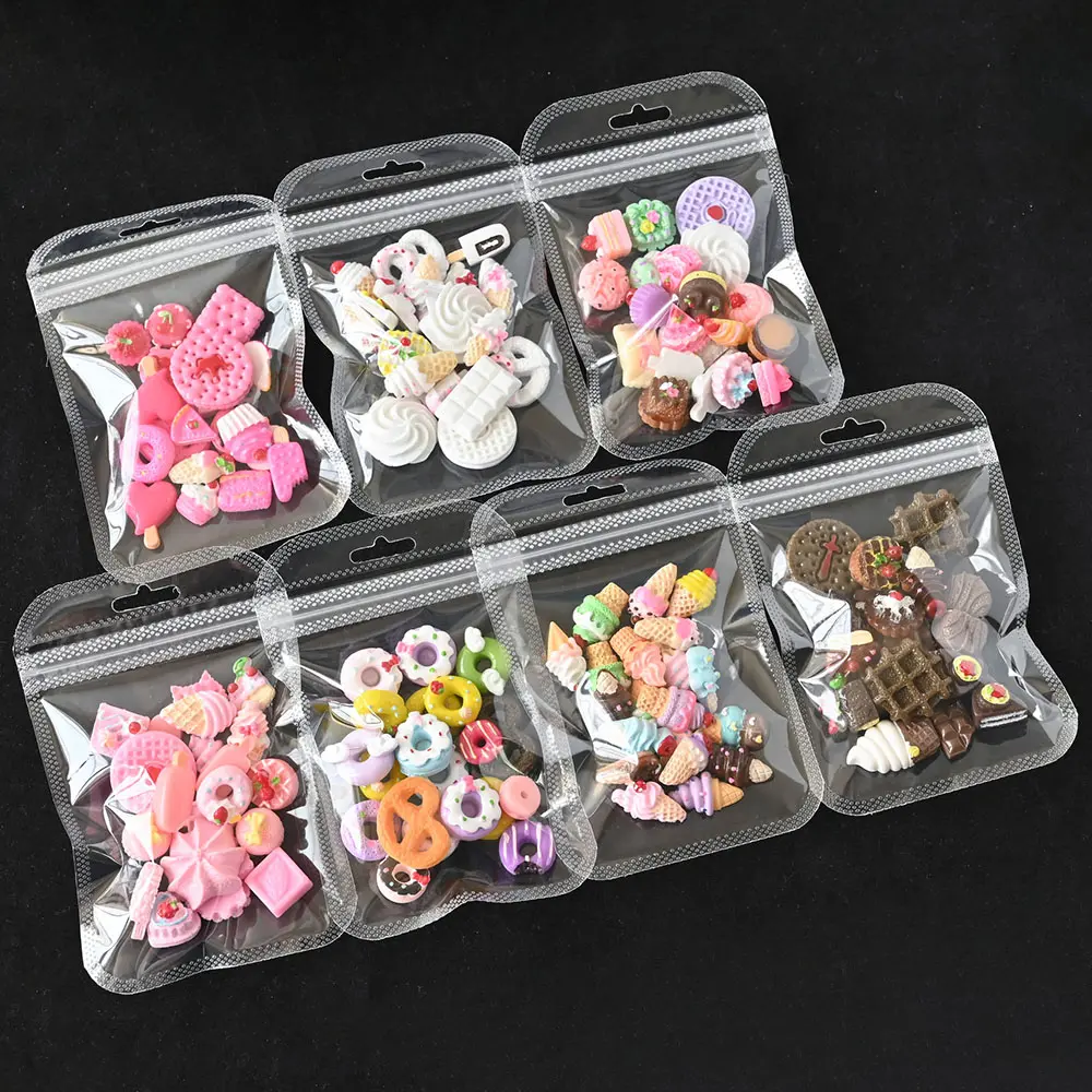 20pcs/Bag 3D Summer Cartoon Ice Cream Donuts Nail Charms Resin Mixed Cute Nail Art Decoration DIY Crafts Manicure Parts