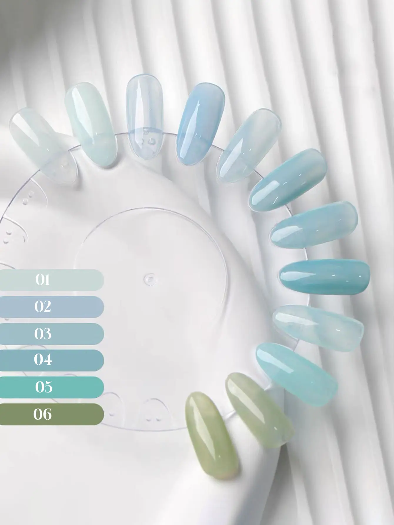 12ML Gel Polish Kit- Mint Mambo Collection, Milky Blue & Frosted Ice, 2025 Viral Nail Art Supplies for Summer Vacations