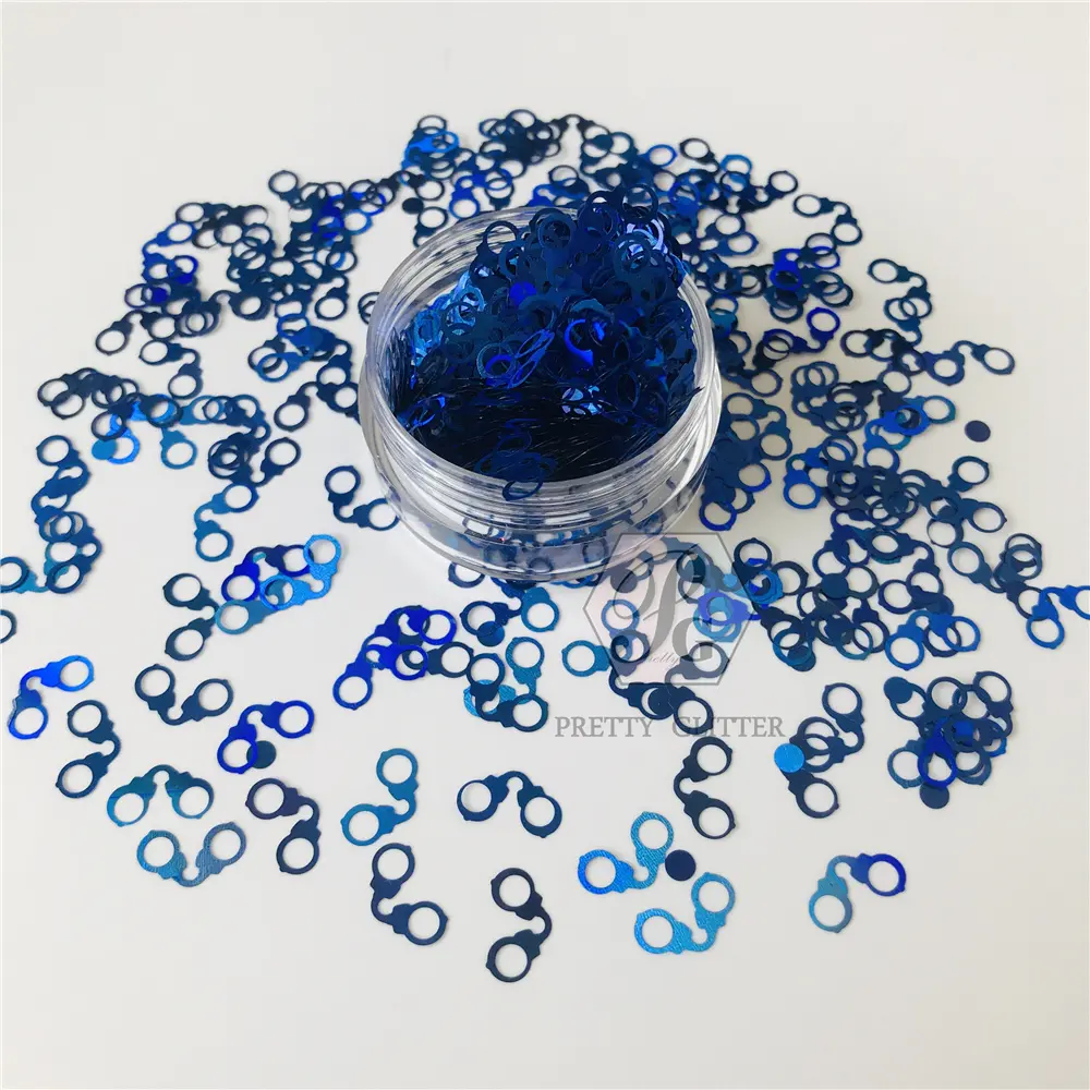 PrettyG 1 Box Handcuffs Shaped Holographic Glitter Sequins for Resin DIY Making Art Craft Nail Makeup Decoration Accessories