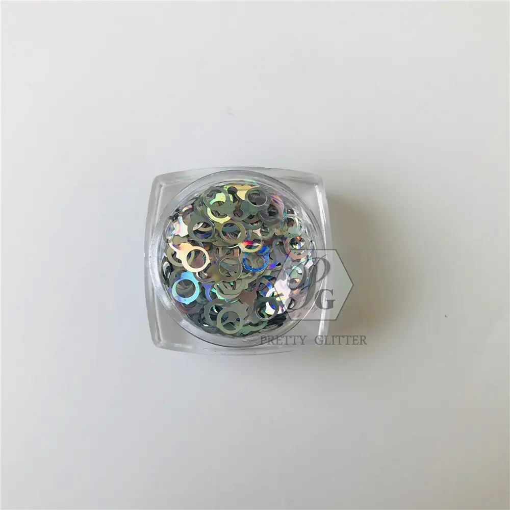PrettyG 1 Box Handcuffs Shaped Holographic Glitter Sequins for Resin DIY Making Art Craft Nail Makeup Decoration Accessories