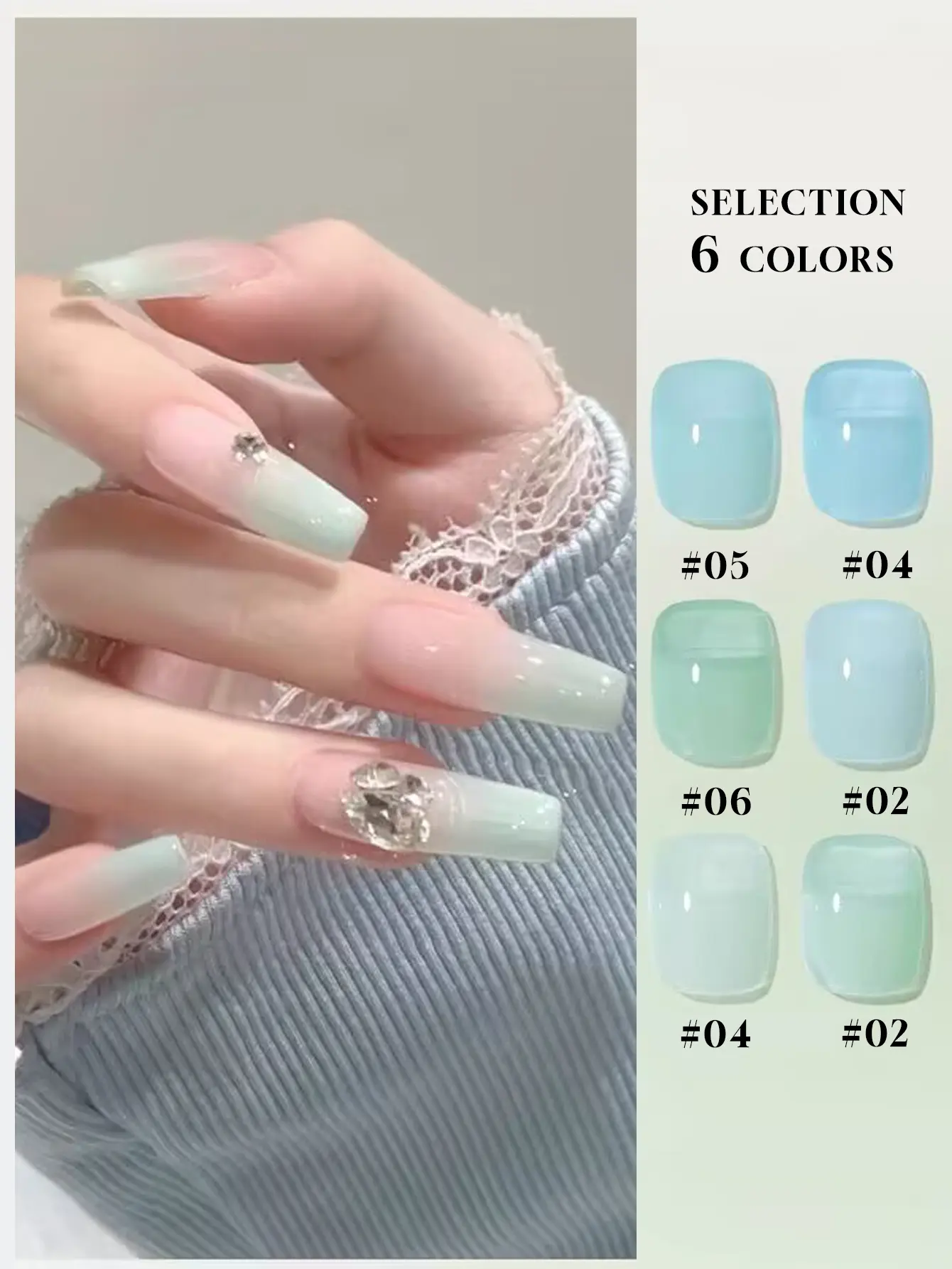 12ML Gel Polish Kit- Mint Mambo Collection, Milky Blue & Frosted Ice, 2025 Viral Nail Art Supplies for Summer Vacations