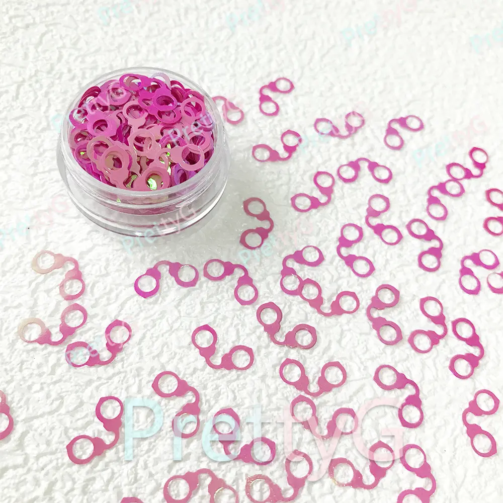 PrettyG 1 Box Handcuffs Shaped Holographic Glitter Sequins for Resin DIY Making Art Craft Nail Makeup Decoration Accessories
