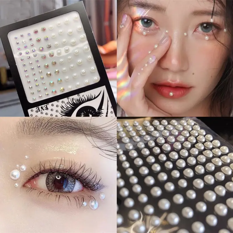 Face Jewelry Makeup Diamond Eye DIY Body Crystal Tattoo Nail Art Eye Shadow Flower Sticker Tears Moon 3D Rhinestones Decorations
