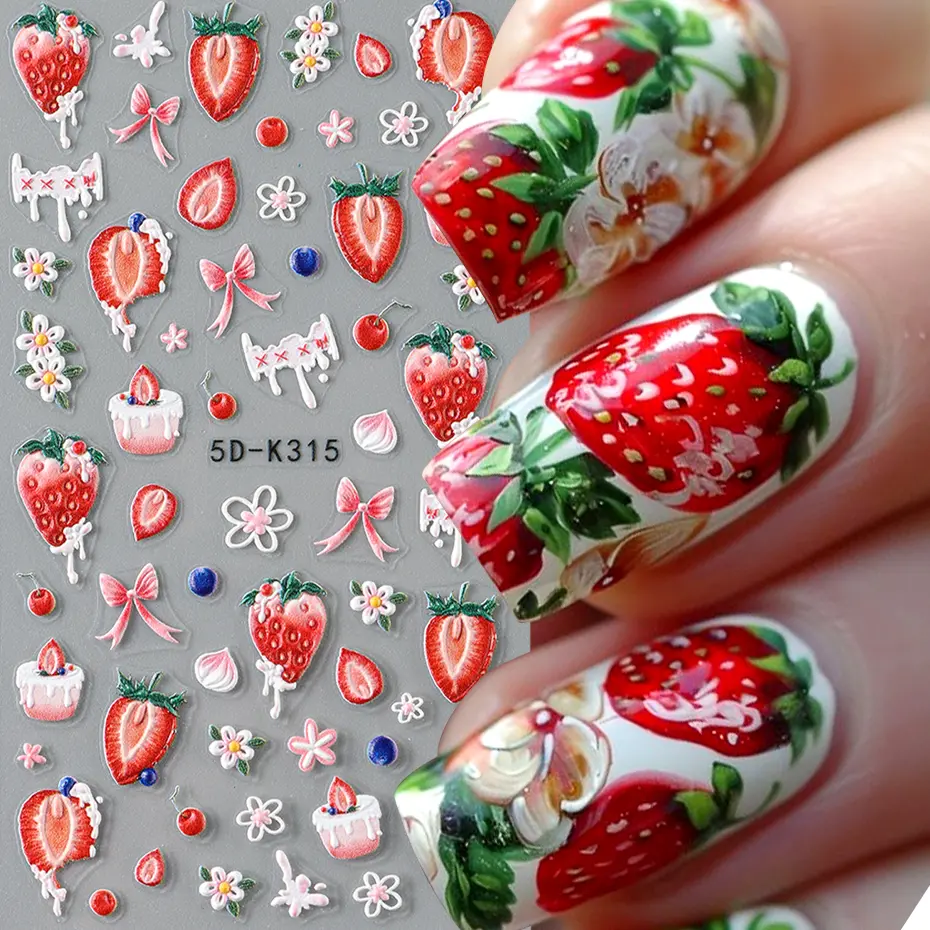 5D French Nail Stickers Summer Design Decals Shell Starfish Decorations Art Self-Adhesive Slider Manicure Accessories Tool