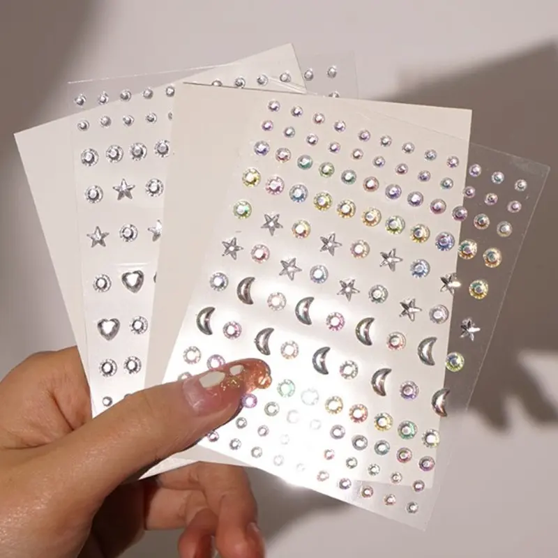Face Jewelry Makeup Diamond Eye DIY Body Crystal Tattoo Nail Art Eye Shadow Flower Sticker Tears Moon 3D Rhinestones Decorations