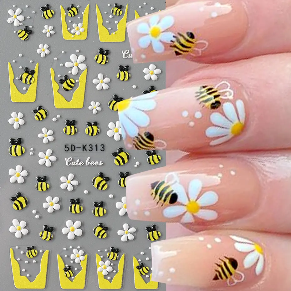 5D French Nail Stickers Summer Design Decals Shell Starfish Decorations Art Self-Adhesive Slider Manicure Accessories Tool