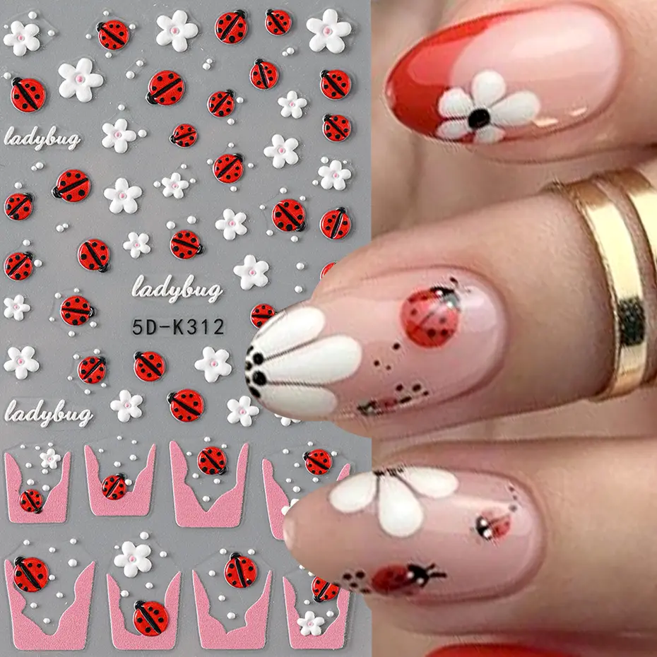 5D French Nail Stickers Summer Design Decals Shell Starfish Decorations Art Self-Adhesive Slider Manicure Accessories Tool