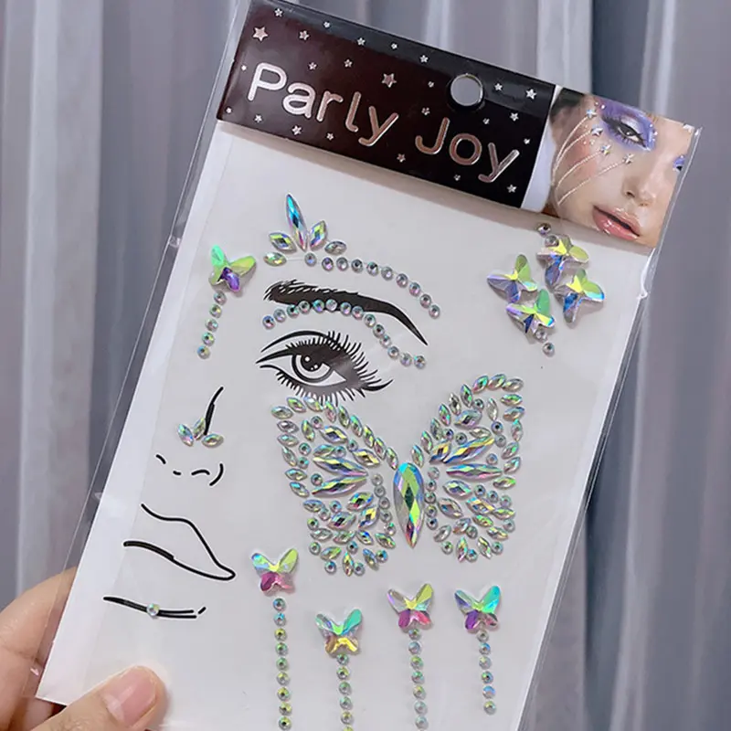 Face Jewelry Makeup Diamond Eye DIY Body Crystal Tattoo Nail Art Eye Shadow Flower Sticker Tears Moon 3D Rhinestones Decorations