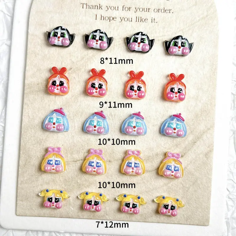 Cute Funny Crying Doll Nail Charms Cartoon Painted Girl Head Resin Nail Art Decorations Handmade DIY Phone Case Nail Accessories