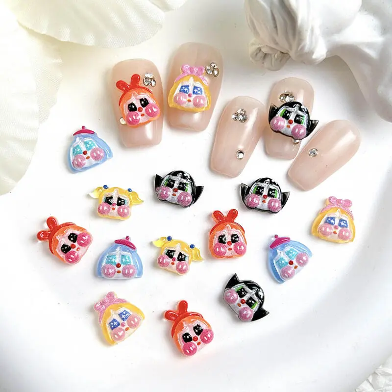 Cute Funny Crying Doll Nail Charms Cartoon Painted Girl Head Resin Nail Art Decorations Handmade DIY Phone Case Nail Accessories