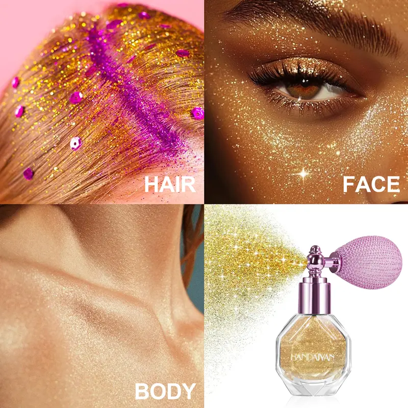 Glitter Spray Gold Silver Pink Glitter Powder For Body Face Hair Clothes Nail Art Craft Design Makeup Highlighter Loose