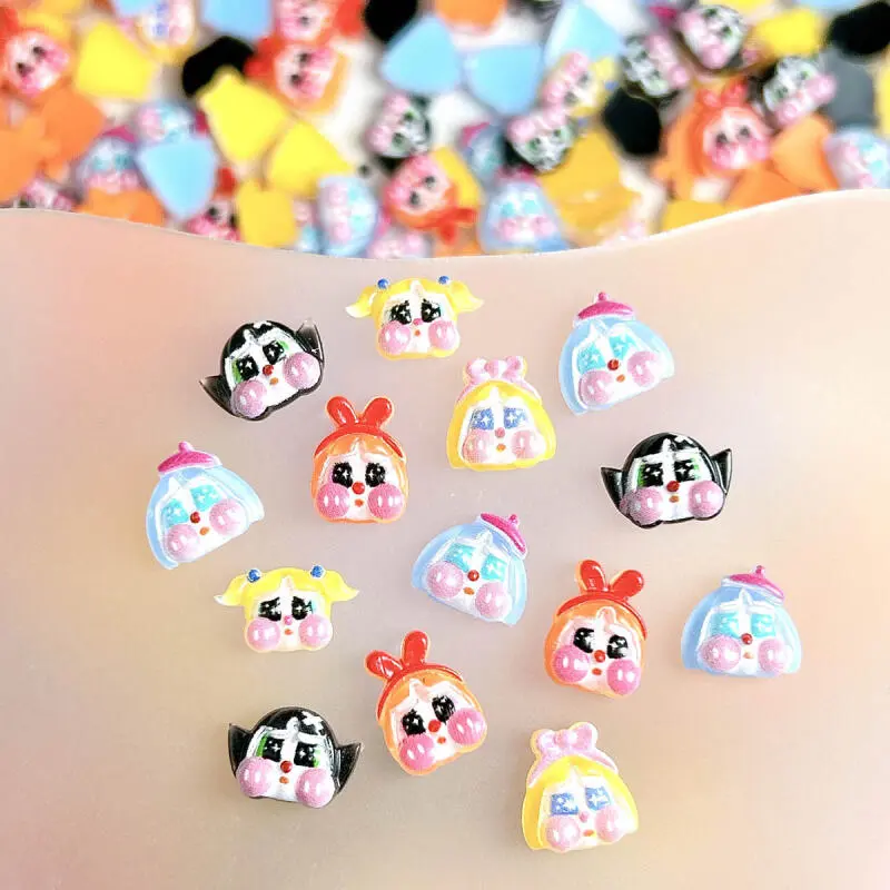 Cute Funny Crying Doll Nail Charms Cartoon Painted Girl Head Resin Nail Art Decorations Handmade DIY Phone Case Nail Accessories