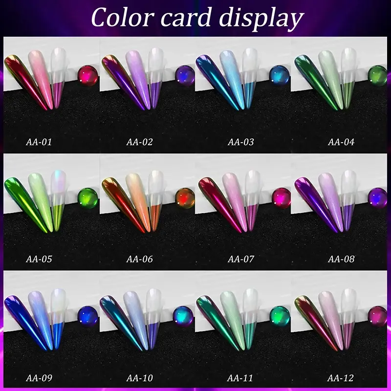 Magic Mirror Powder Chameleon Polarizing Nail Glitter High-Light Diamond Holographic Nail Art Pigments DIY UV Gel Manicure Dust