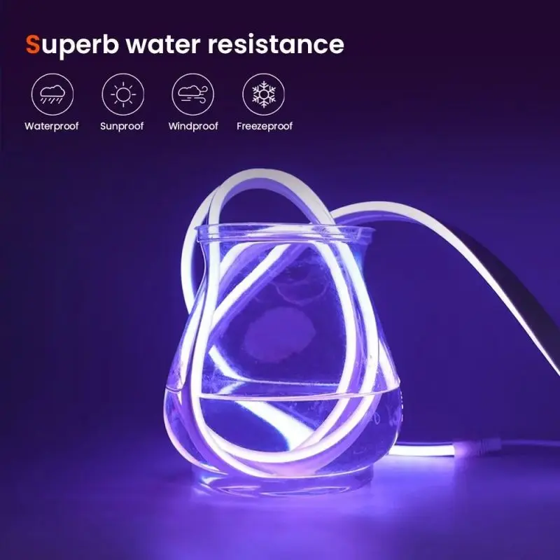 RGB LED Strip Flexible Silicone Neon LED Sign Lights Lamp Rope Waterproof Dimmable Remote Control USB 5V 108Leds/M Room Decor
