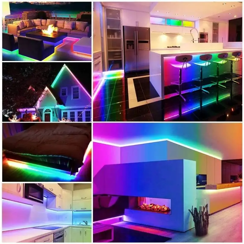 RGB LED Strip Flexible Silicone Neon LED Sign Lights Lamp Rope Waterproof Dimmable Remote Control USB 5V 108Leds/M Room Decor