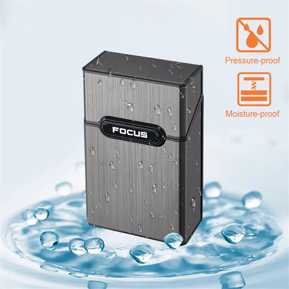 Metal Cigarette Case Waterproof Cigarette Box Portable Flip Cover 20pcs Cigarettes Tobacco Holder Storage Container Smoking Tool