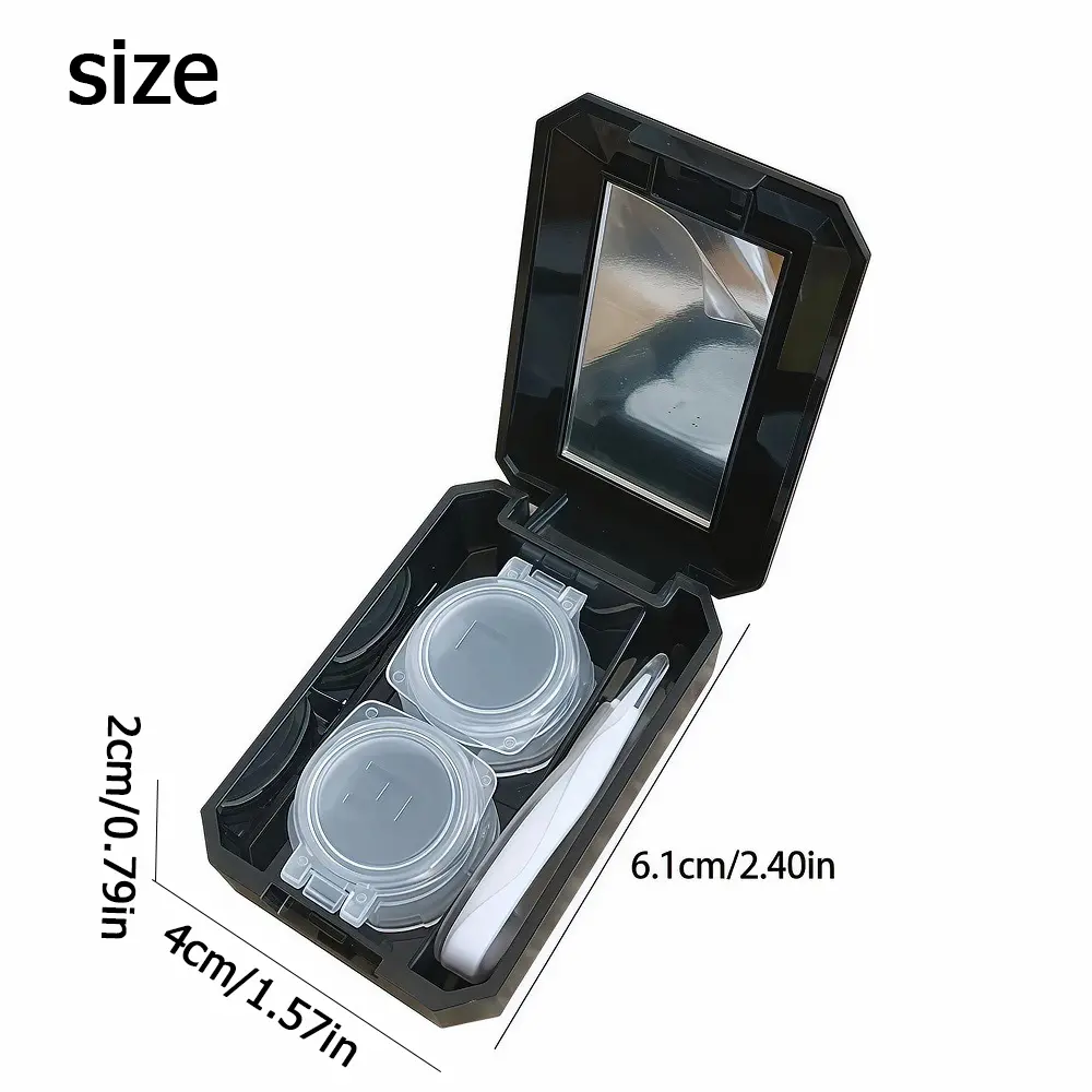 Contact lens case, solid color simple portable mini flip cover press fit double box. Solid color minimalist design.zwq