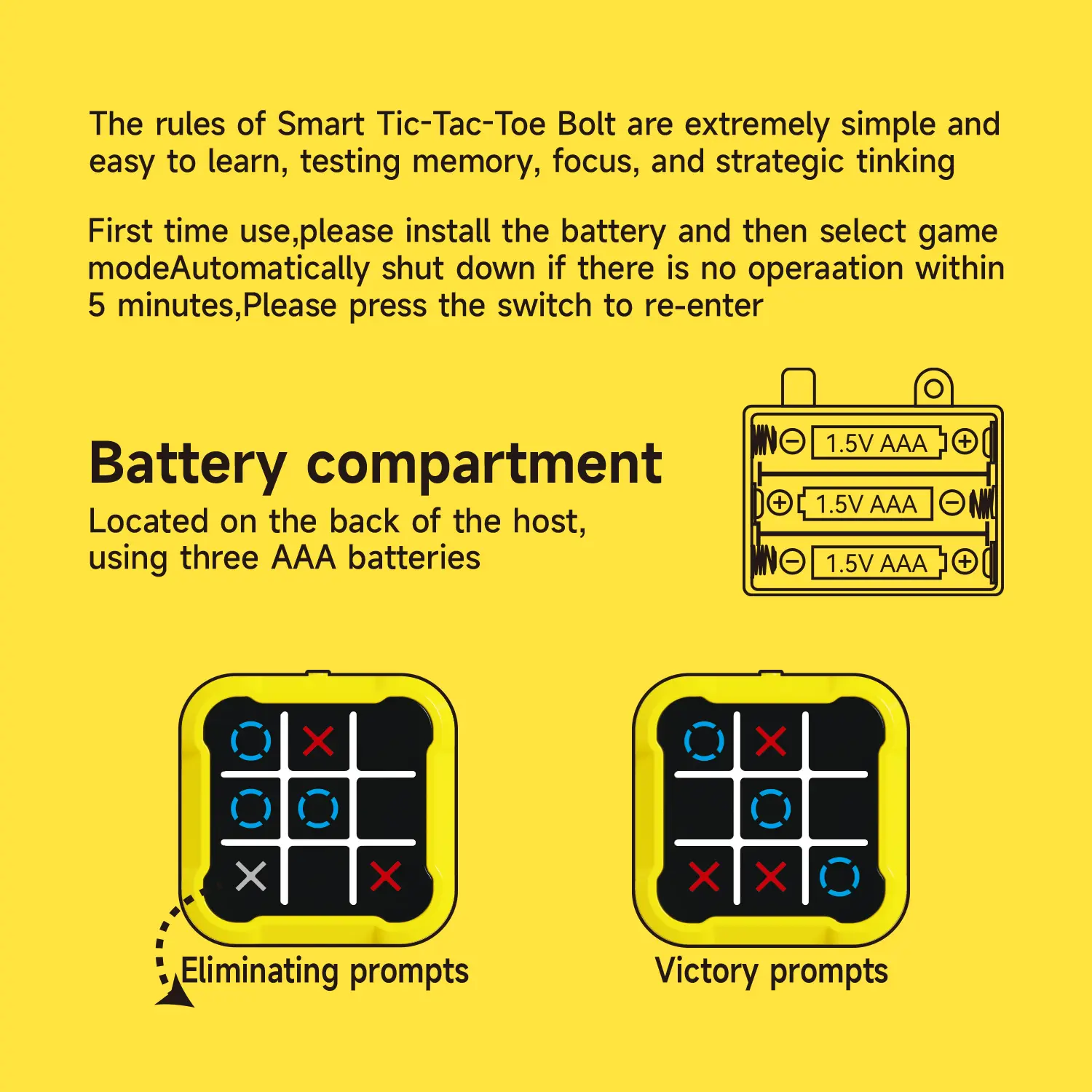Kids 4IN1 TIC TAC TOE Game Toy 1V1 Battle,Whack-A-Mole,Memory Challenge party Board puzzle game console boy girl Christmas gifts