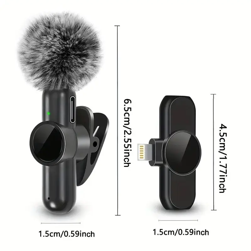 Mini Wireless Lavalier Microphone With Windproof Cover For iPhone Android Mobile Phone Audio Video Recording Mic Device