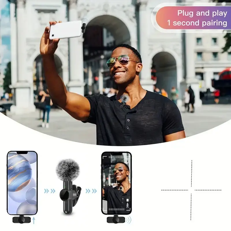 Mini Wireless Lavalier Microphone With Windproof Cover For iPhone Android Mobile Phone Audio Video Recording Mic Device