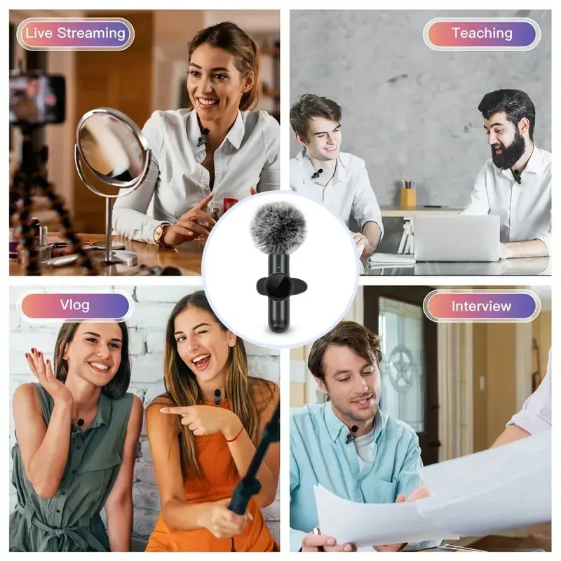 Mini Wireless Lavalier Microphone With Windproof Cover For iPhone Android Mobile Phone Audio Video Recording Mic Device
