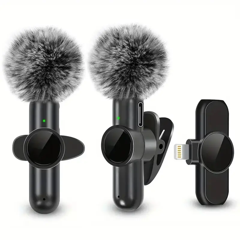 Mini Wireless Lavalier Microphone With Windproof Cover For iPhone Android Mobile Phone Audio Video Recording Mic Device