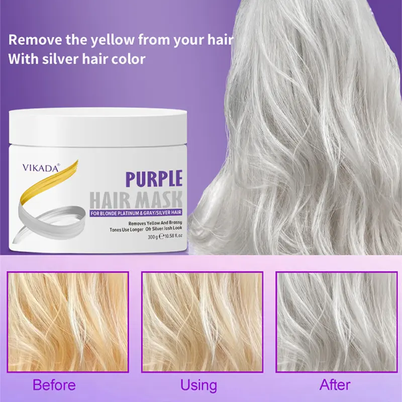 Gray Color Fixing Hair Mask Shampoo Cover Gray Hair Fade Yellow After Bleach Hair Shampoo Non-irritating Purple Shampoo Blonde