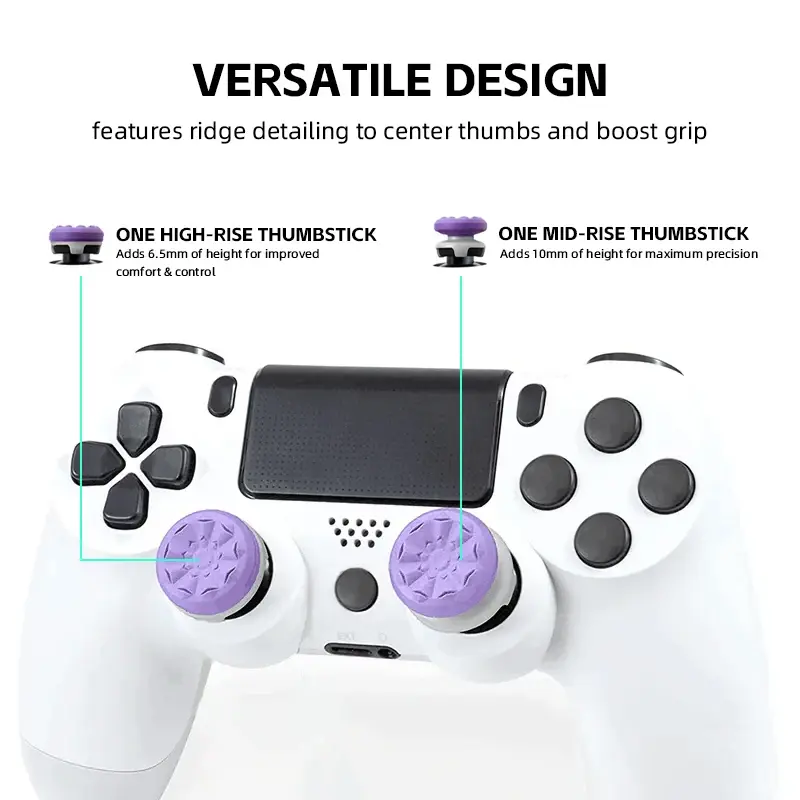 2Pcs Hand Grip Extenders Caps for PS4 PS5 Game Controller Gamepad Thumb Stick Grips High/Low Rise Covers For Playstation 4 5