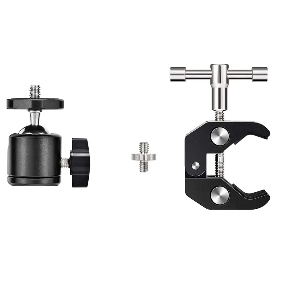 Super Clamp With 360 Degree Mini Ball Head Quick Release Bracket Tripod Mount And 1/4 Screw Clip For DSLR Camera GoPro