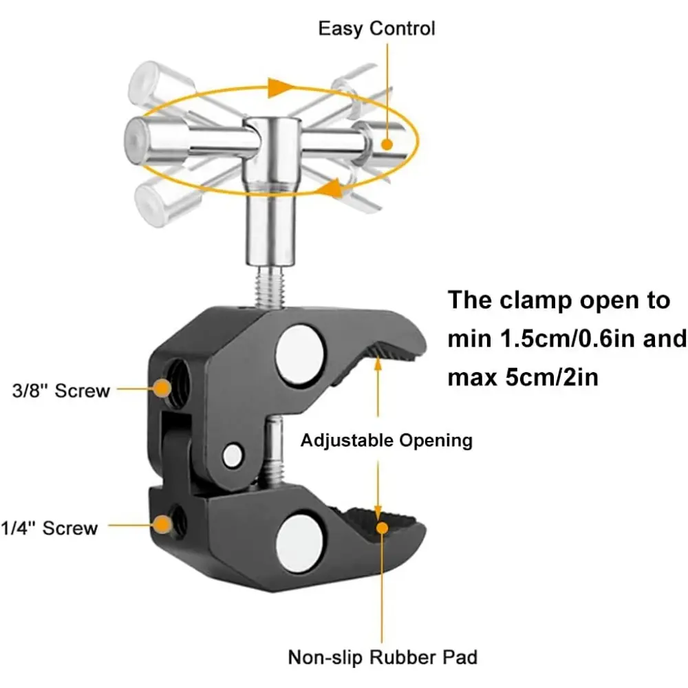 Super Clamp With 360 Degree Mini Ball Head Quick Release Bracket Tripod Mount And 1/4 Screw Clip For DSLR Camera GoPro