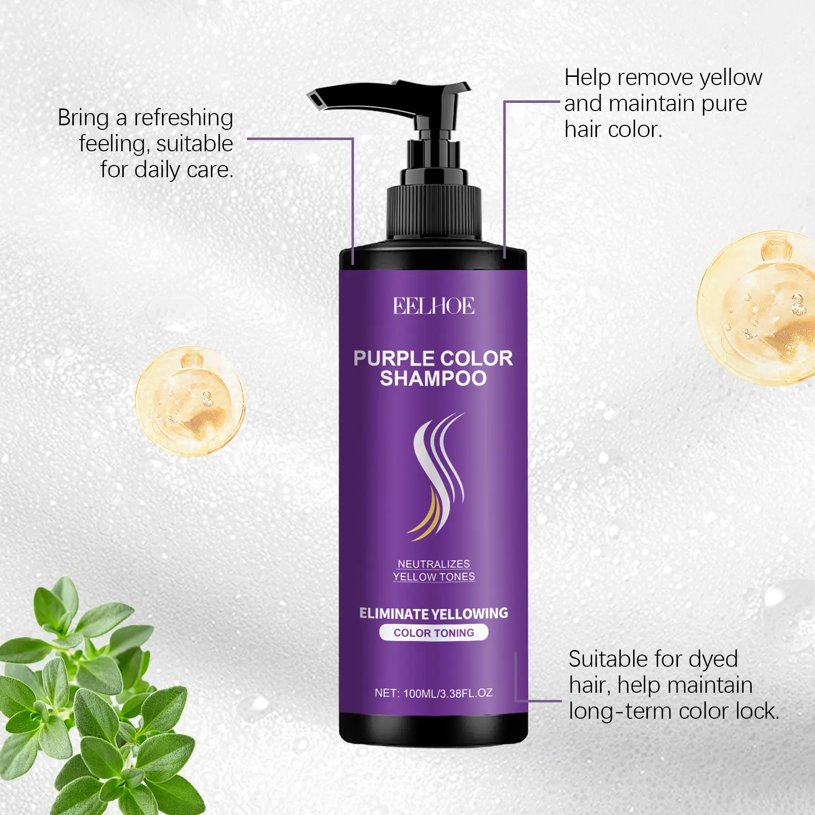 EELHOE Purple Shampoo for Blonde Hair Color Fix Fading Yellow Remedy for Gray Hair Cover After Professional Hair Bleach Shampoo